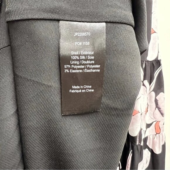 JASON WU Tiered Floral Print Silk Midi Skirt Women’s Size 12 Black Print Spring - Picture 7 of 8